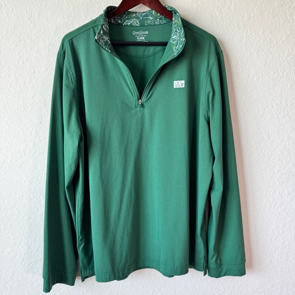 Good Good Golf Mens XL Green Quarter Zip Performance Pullover Long Sleeve - Picture 5 of 10